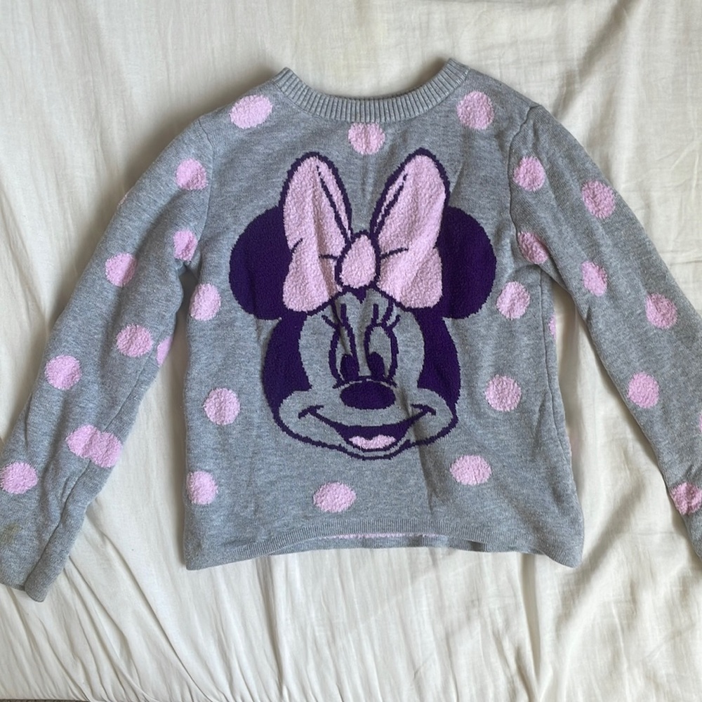 Minnie Mouse Grey Polka Dot Girls Sweater